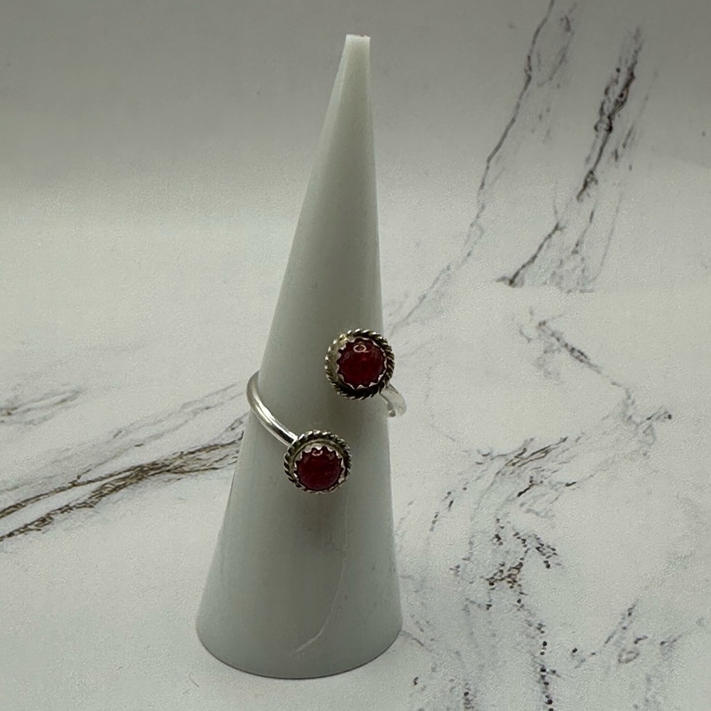 Esther White Silver Ring with Bold Pink Opal